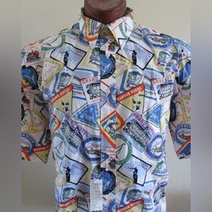 NWT Tommy Hilfiger Golf Camp Shirt I Love Florida Surf Beach Miami Size L